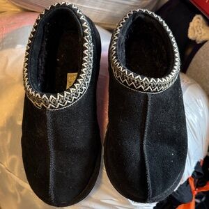UGG Black Slippers with Cream Trim